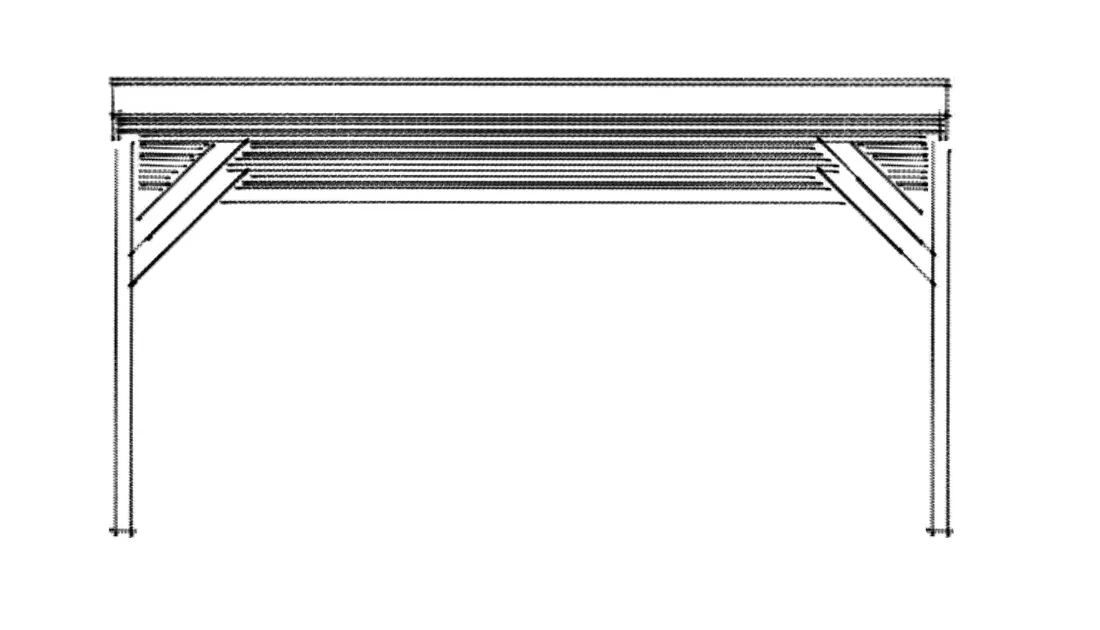 Croquis de conception du carport bois, vue de face