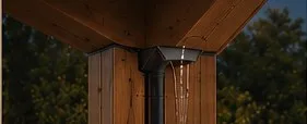 Collecte d'eau de pluie invisible intégrée entre les panneaux du carport